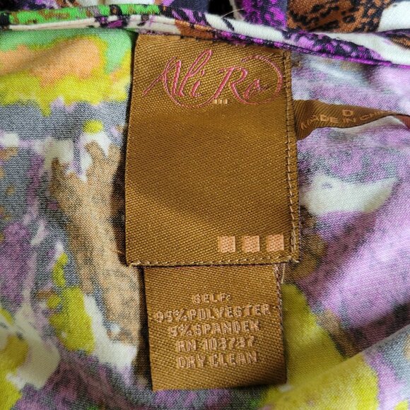 New ALI RO Purple Green Print Dress 0 - Picture 4 of 5